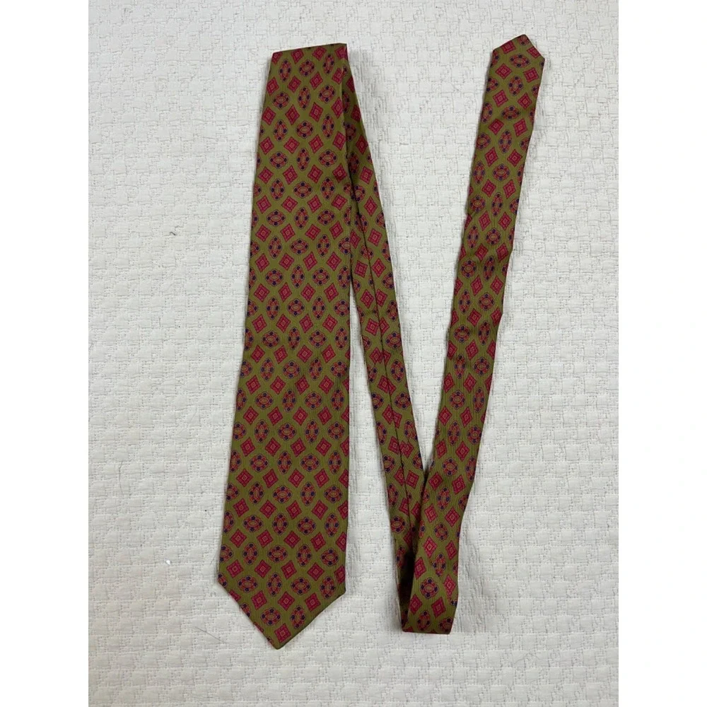 Etro Jacquard Silk Tie NWT Retro 1970s | Green‎ Red Blue | 54
